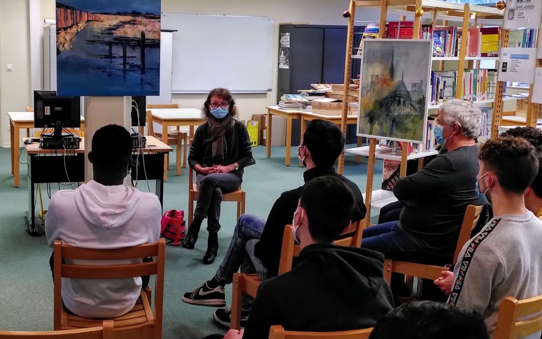 Visite, au lycée, de Michèle Gosnet-Frassetto, artiste peintre