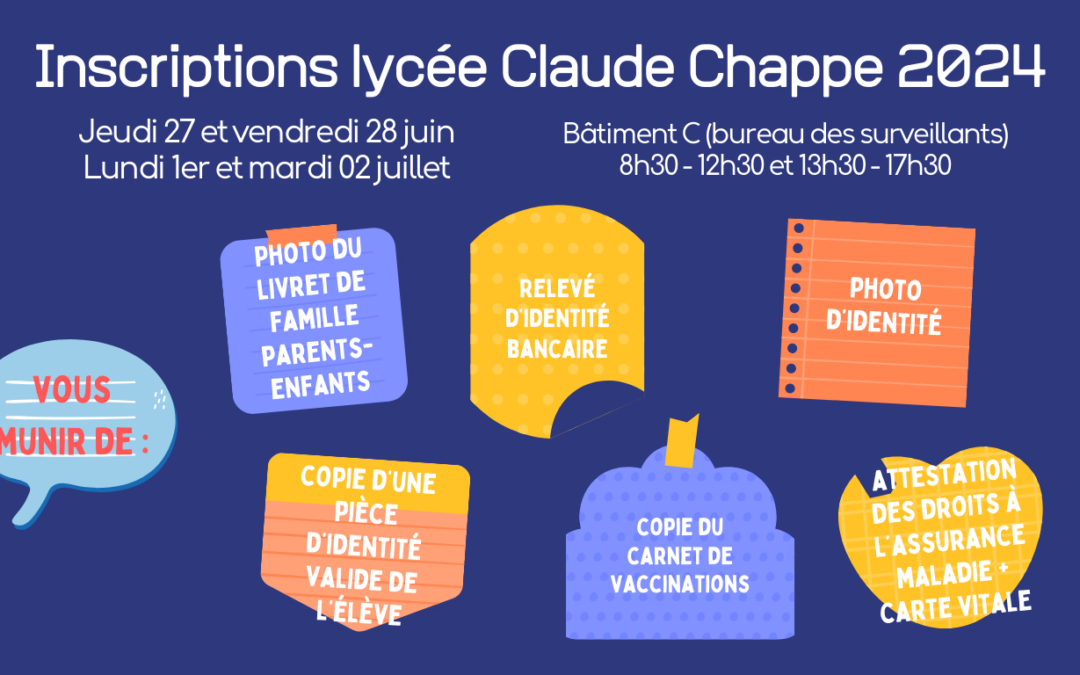 Inscriptions Lycée Claude Chappe-rentrée 2024